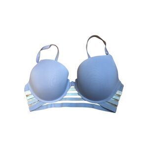 Victorias Secret Light Blue Padded Bra with Striped Band Detail